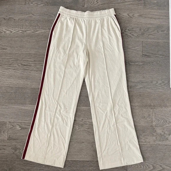 🌼ATHLETA🌼 Finish Line Track Pants with Burgundy Stripes, Size L - Picture 2 of 11